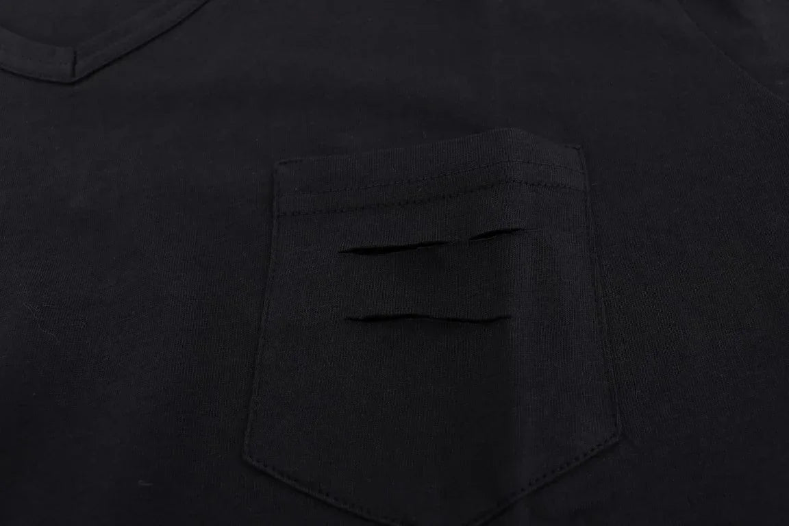 Daniele Alessandrini Blue Cotton V-neck T-Shirt - Zeiniez