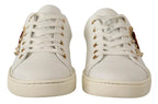 Dolce & Gabbana White Leather Gold Red Heart Sneakers Shoes - Zeiniez