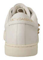 Dolce & Gabbana White Leather Gold Red Heart Sneakers Shoes - Zeiniez