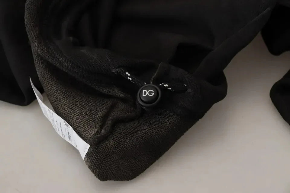 Dolce & Gabbana Black Cotton Logo Hooded Sweatshirt Sweater - Zeiniez