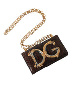 Dolce & Gabbana Brown Python Leather DG Girls Crossbody Phone Bag - Zeiniez