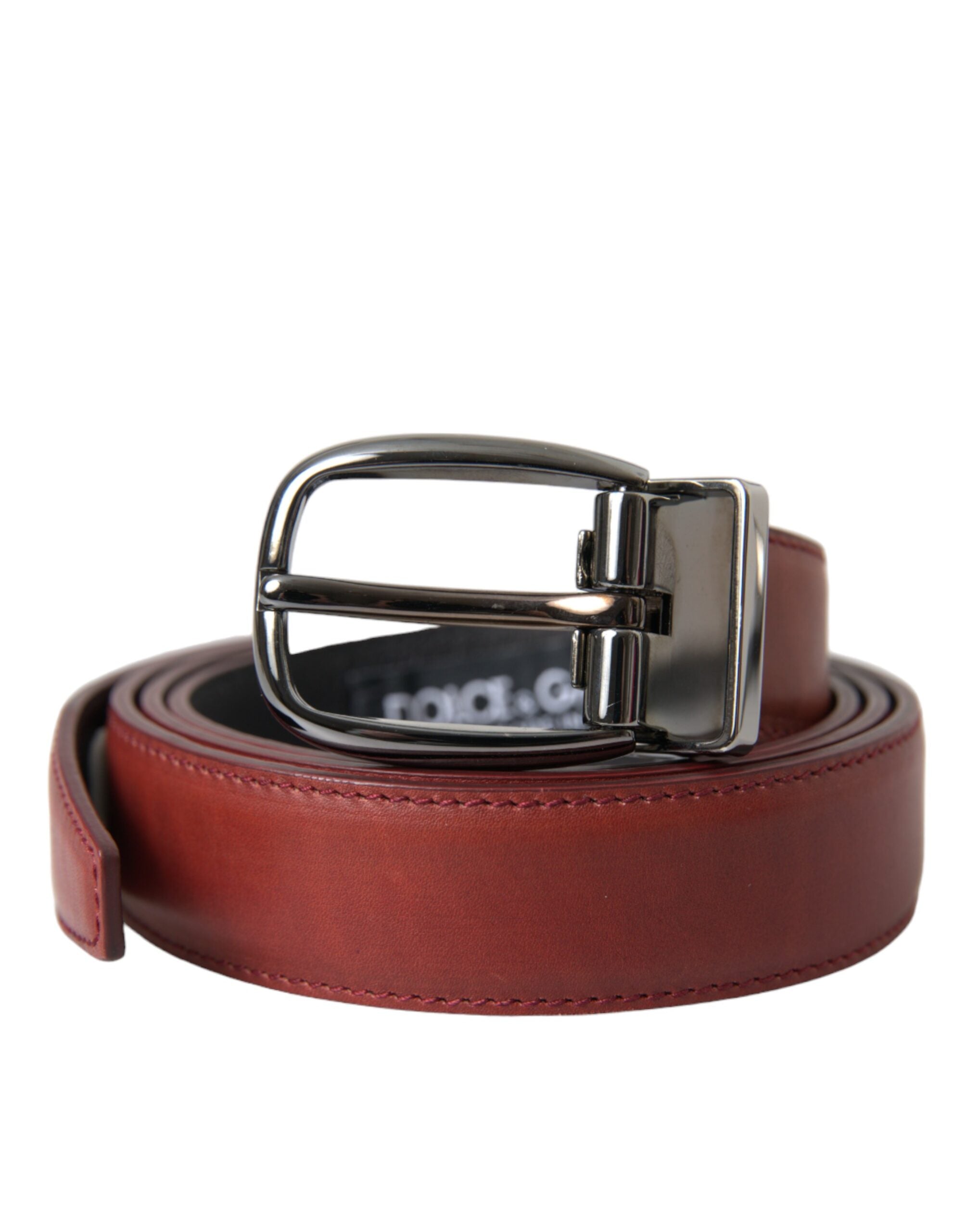 Dolce & Gabbana Brown Leather Silver Metal Buckle Belt Men - Zeiniez