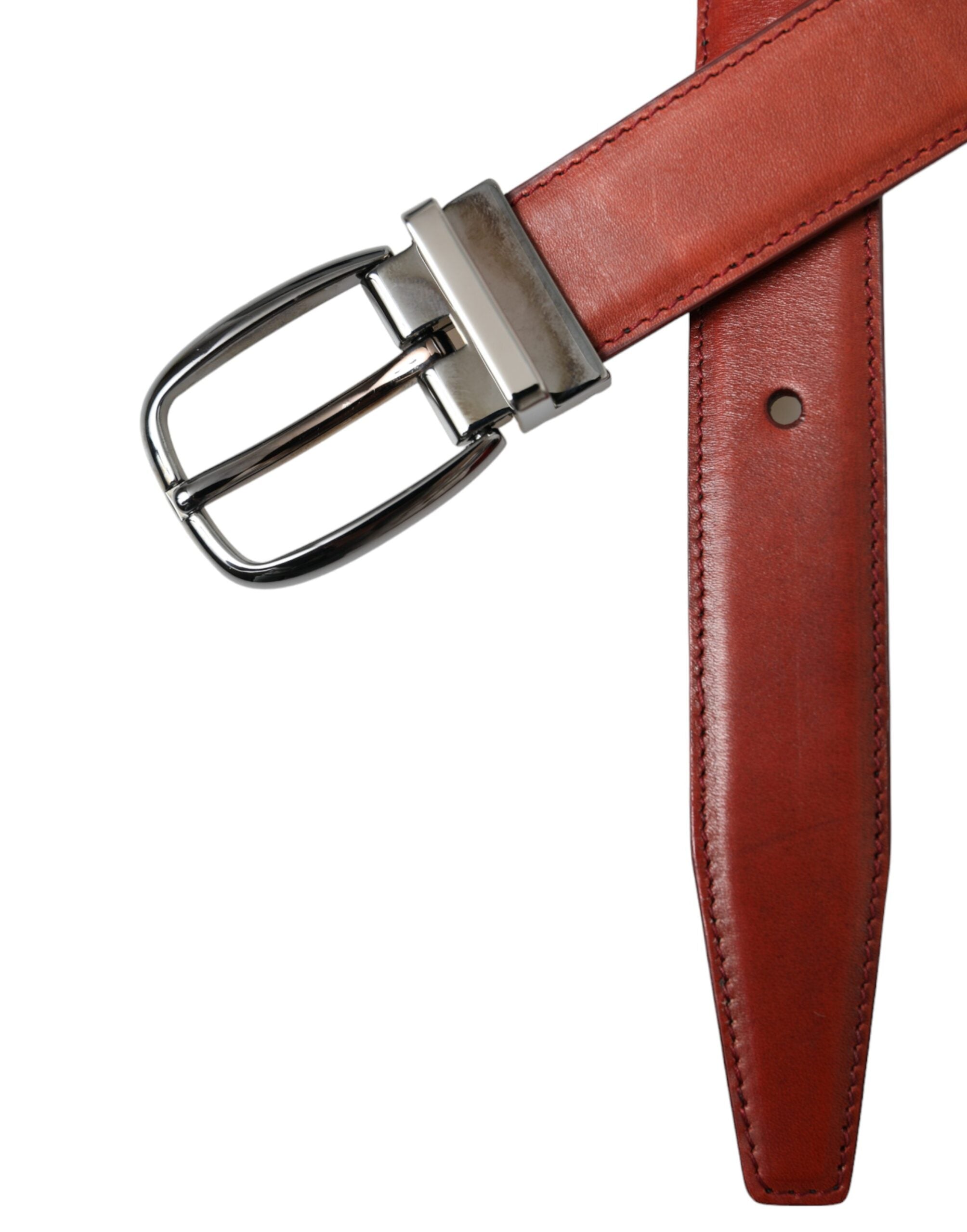 Dolce & Gabbana Brown Leather Silver Metal Buckle Belt Men - Zeiniez