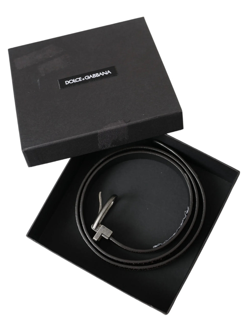 Dolce & Gabbana Dark Brown Perforated Leather Metal Buckle Belt Men - Zeiniez