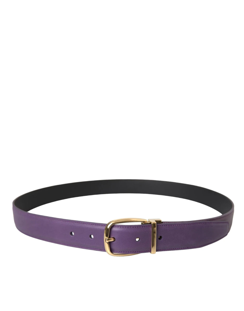 Dolce & Gabbana Purple Leather Gold Metal Buckle Belt Men - Zeiniez