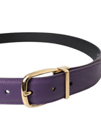 Dolce & Gabbana Purple Leather Gold Metal Buckle Belt Men - Zeiniez