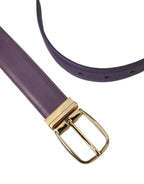 Dolce & Gabbana Purple Leather Gold Metal Buckle Belt Men - Zeiniez