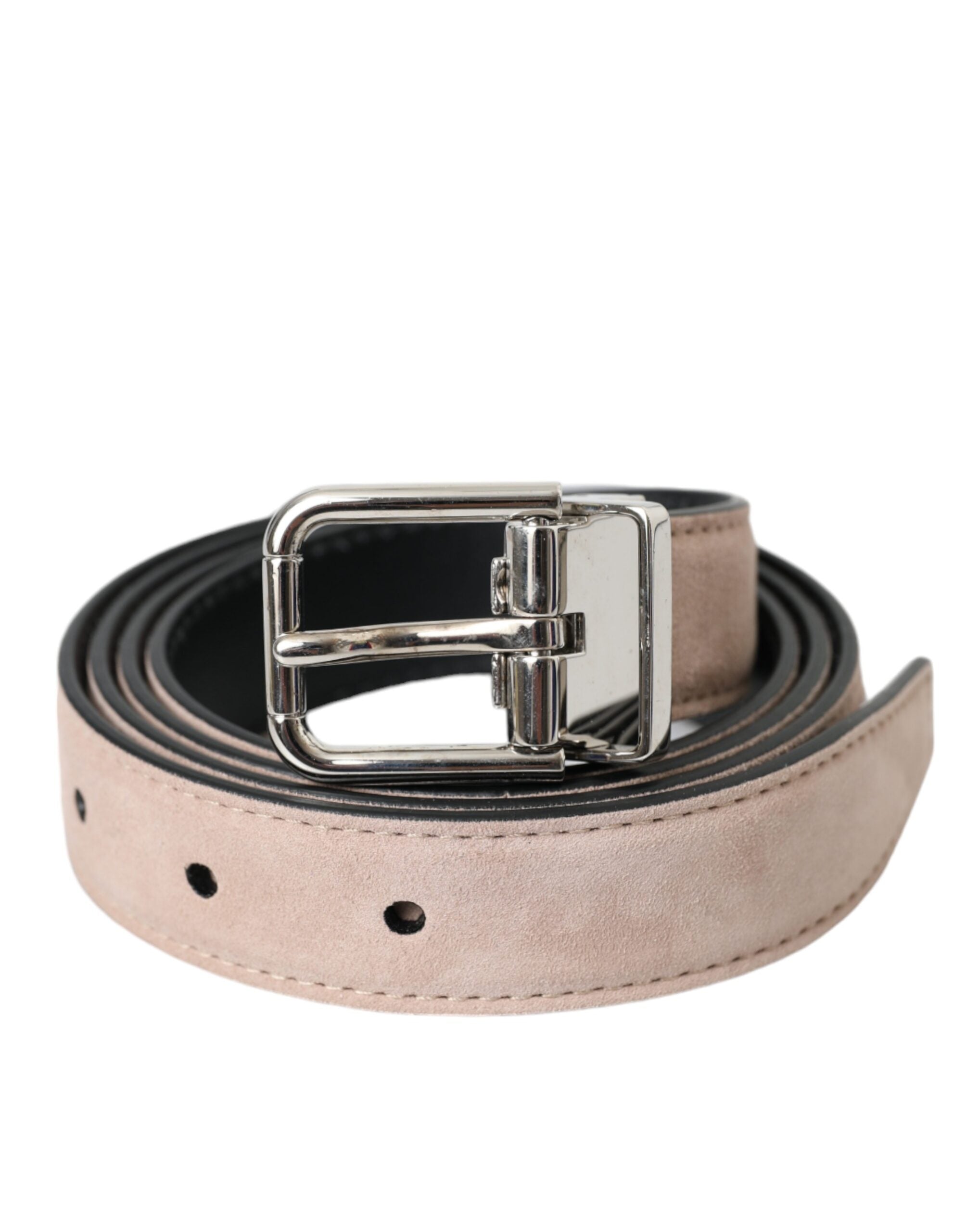 Dolce & Gabbana Beige Suede Leather Silver Buckle Belt Men - Zeiniez
