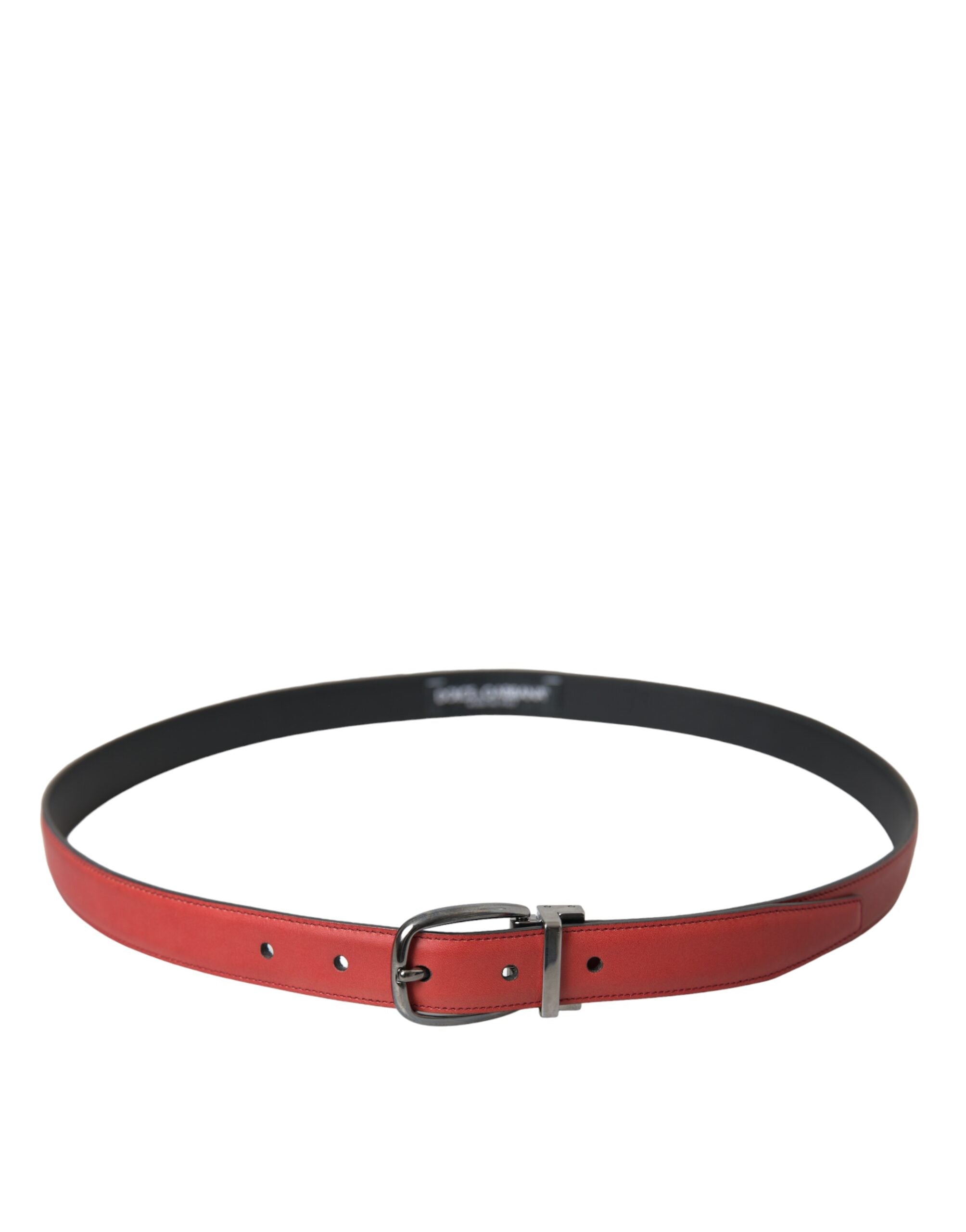 Dolce & Gabbana Red Leather Silver Metal Buckle Belt Men - Zeiniez
