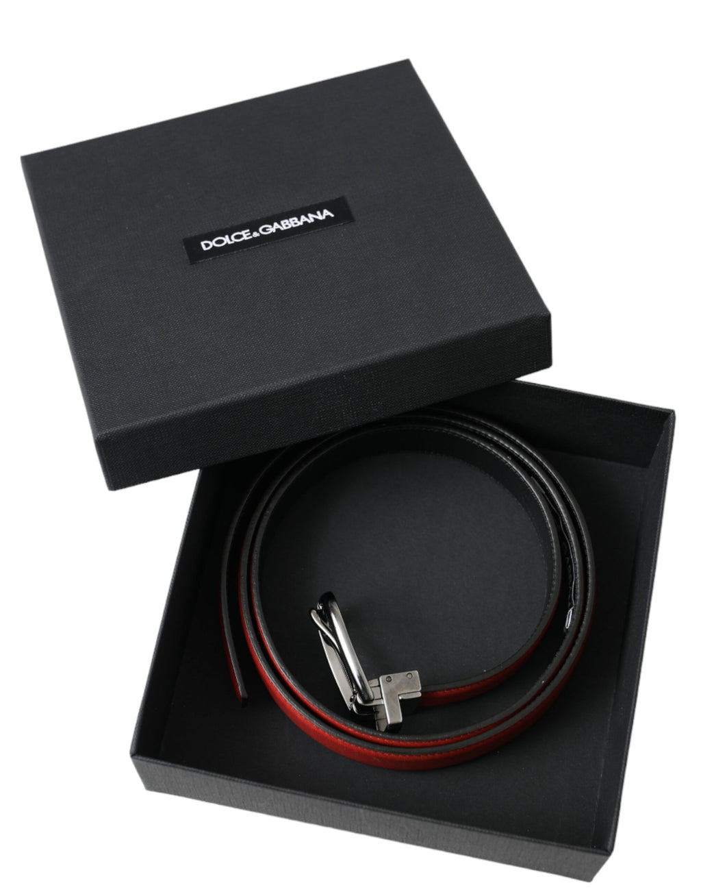 Dolce & Gabbana Red Leather Silver Metal Buckle Belt Men - Zeiniez