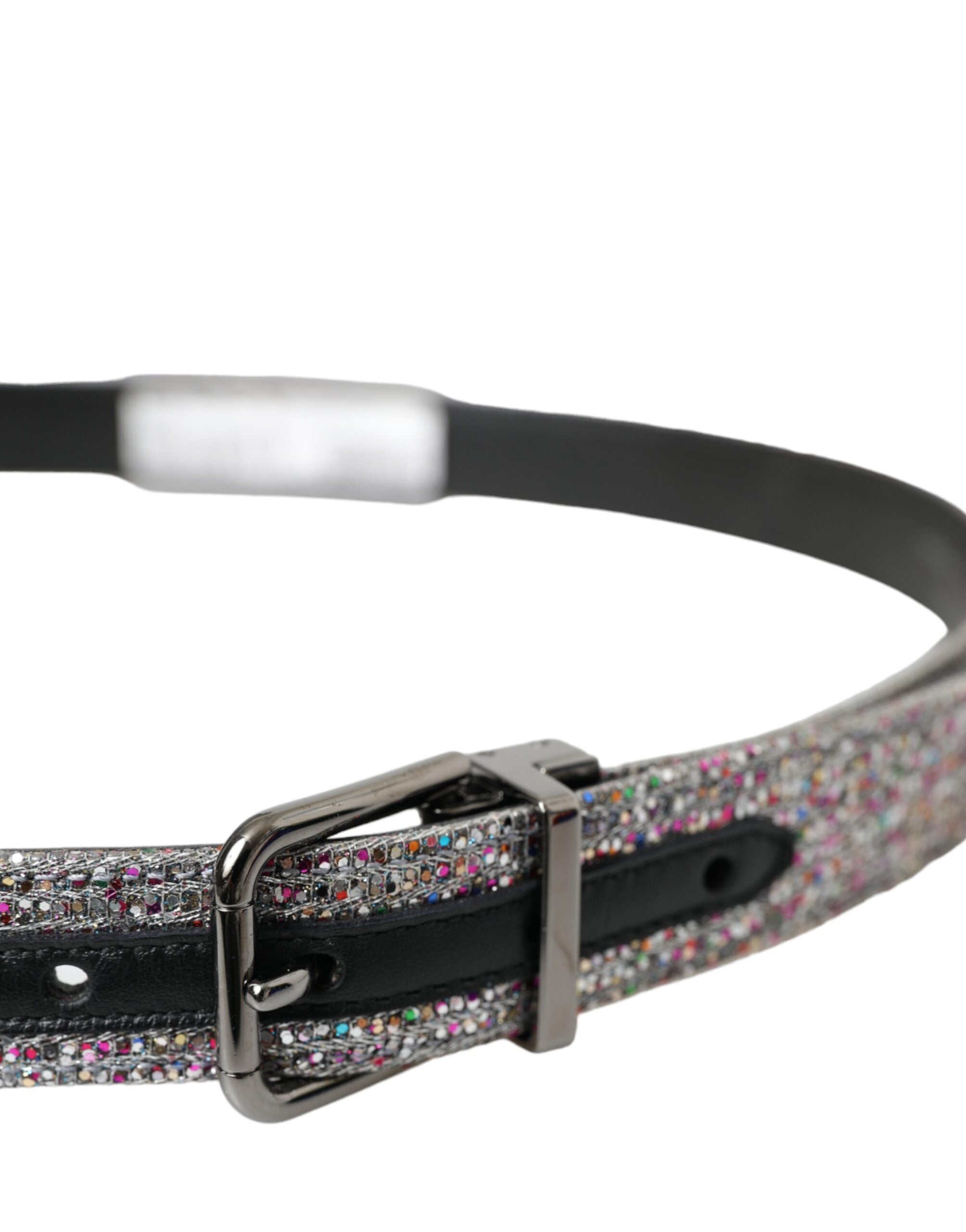 Dolce & Gabbana Multicolor Embellished Silver Metal Buckle Belt - Zeiniez