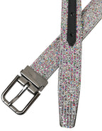 Dolce & Gabbana Multicolor Embellished Silver Metal Buckle Belt - Zeiniez