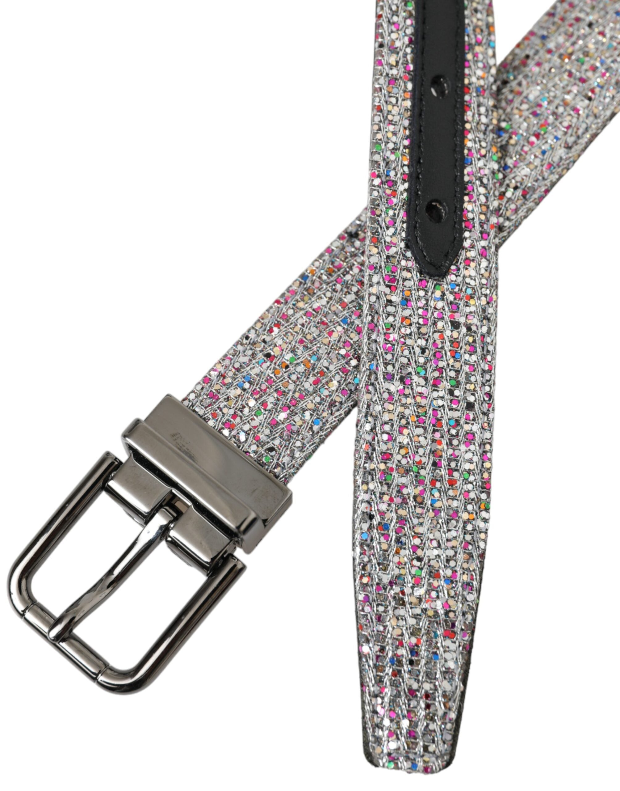Dolce & Gabbana Multicolor Embellished Silver Metal Buckle Belt - Zeiniez