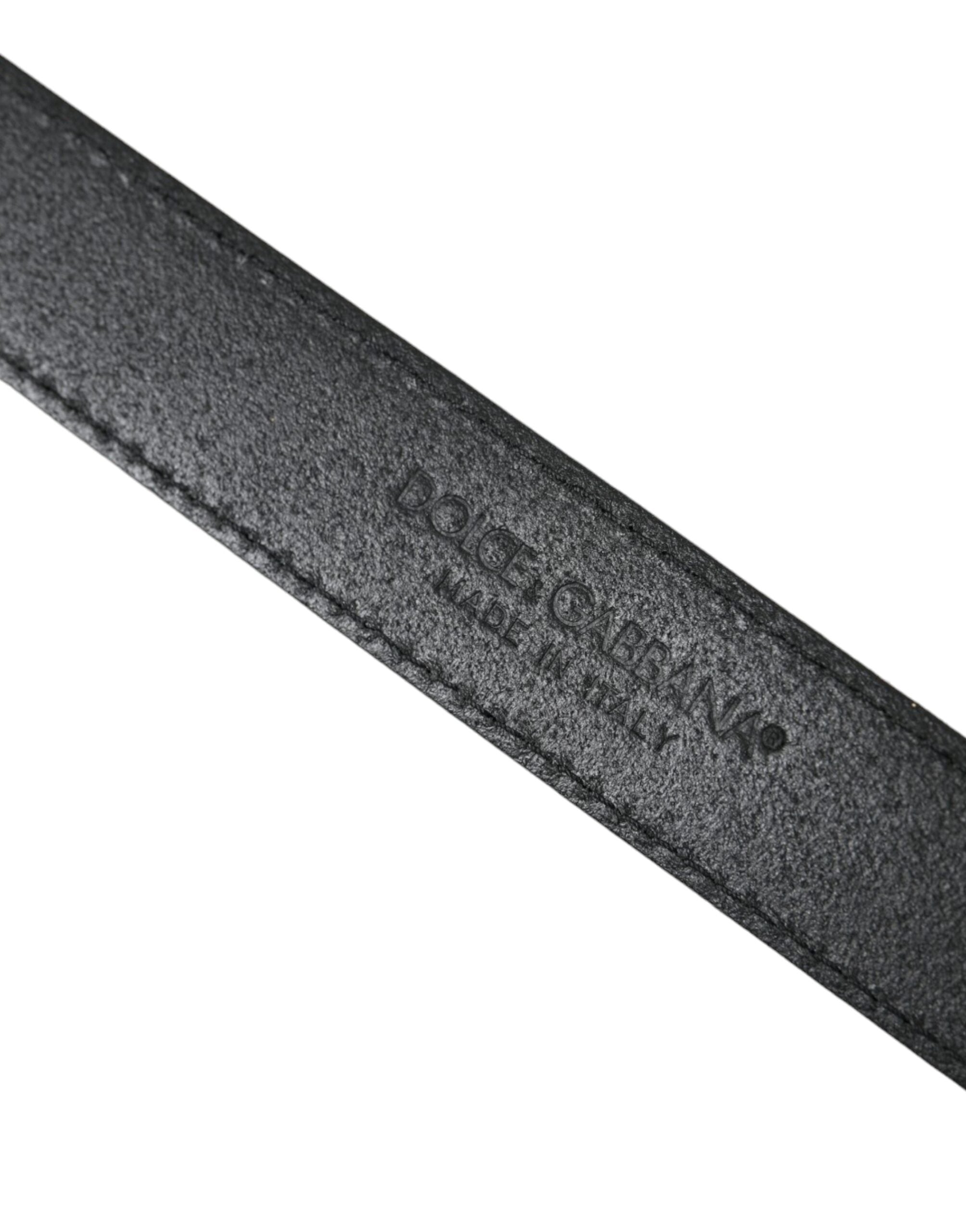 Dolce & Gabbana Green Leather Jacquard Silver Metal Buckle Belt - Zeiniez