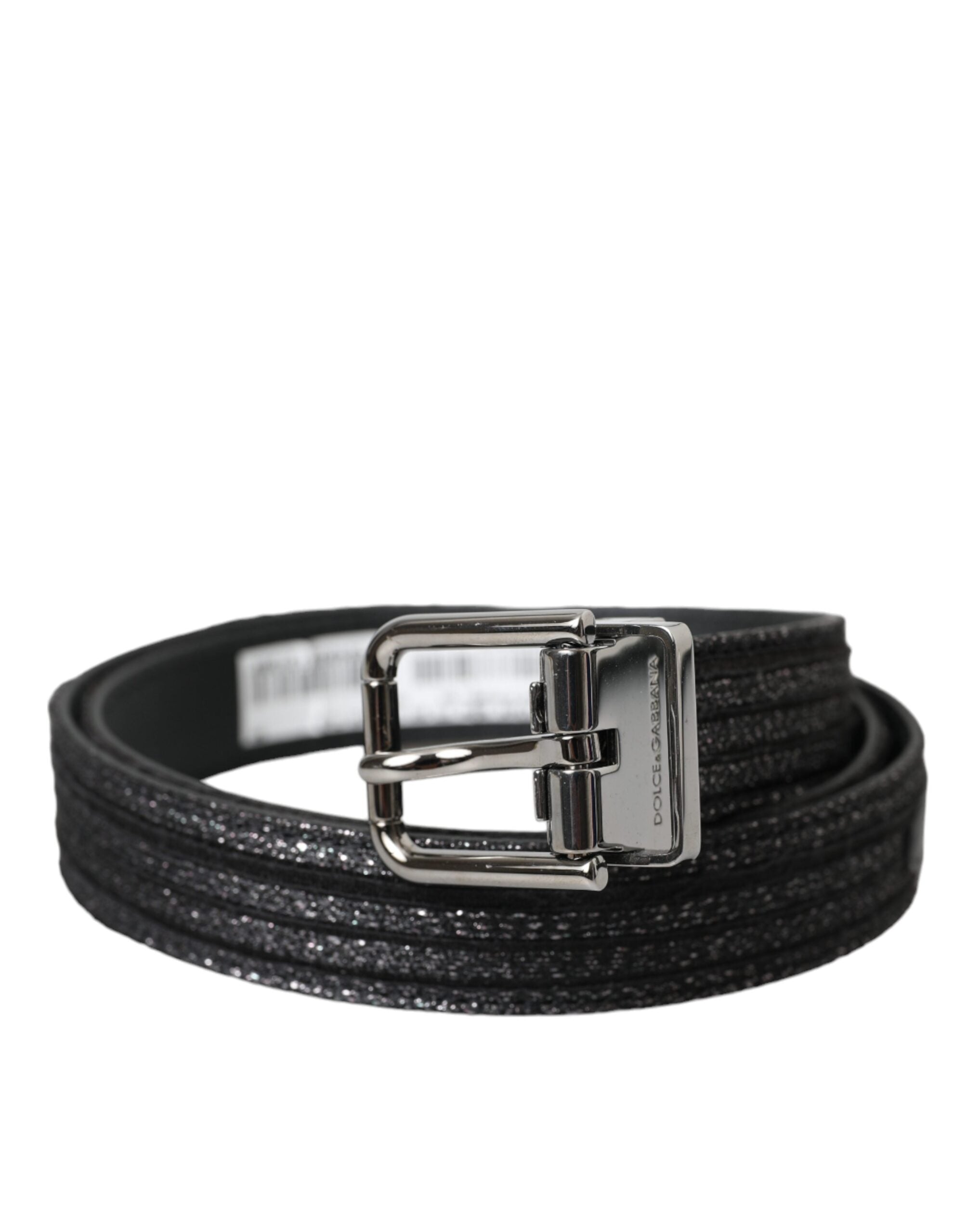 Dolce & Gabbana Black Jacquard Stripes Silver Metal Buckle Belt - Zeiniez
