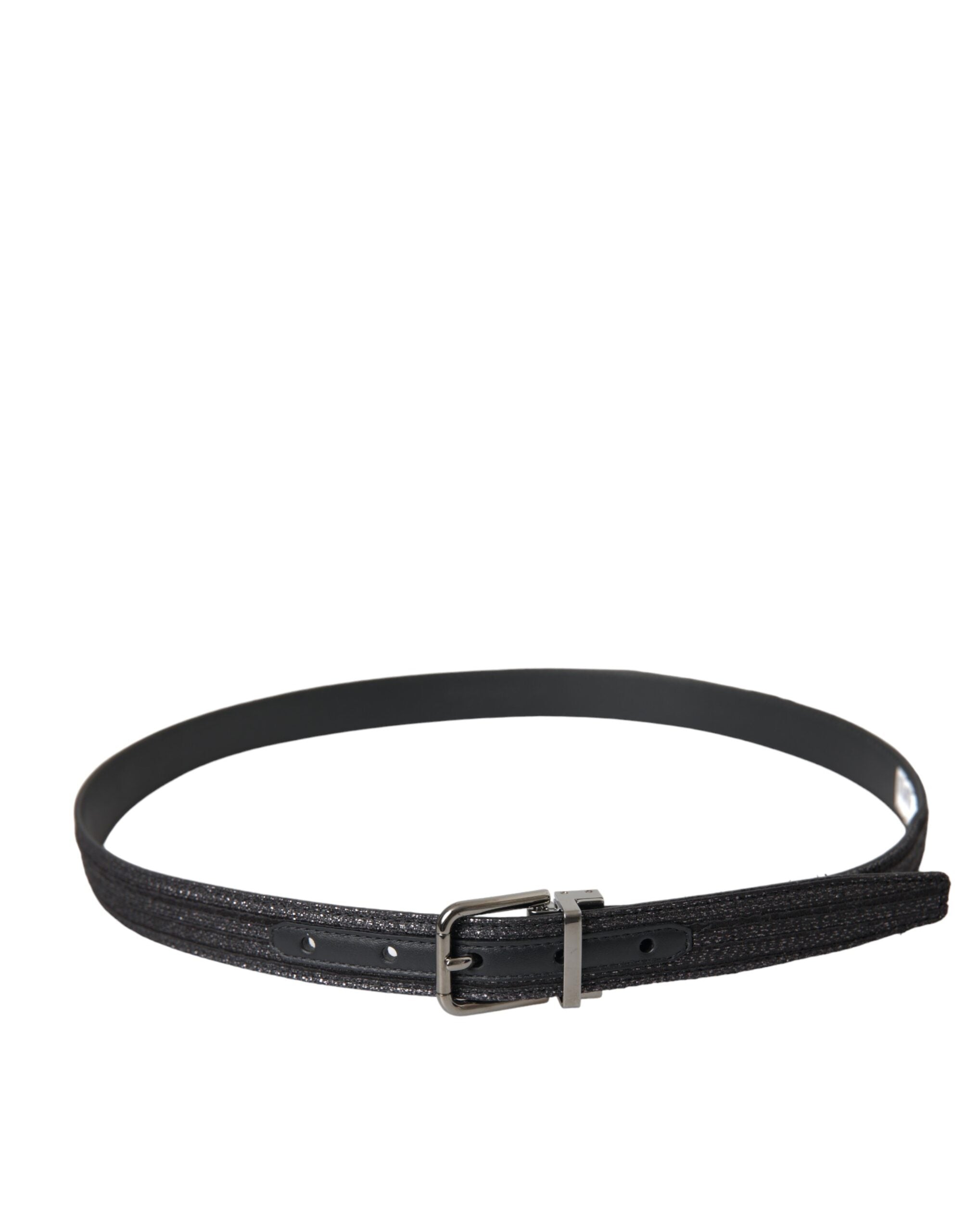 Dolce & Gabbana Black Jacquard Stripes Silver Metal Buckle Belt - Zeiniez