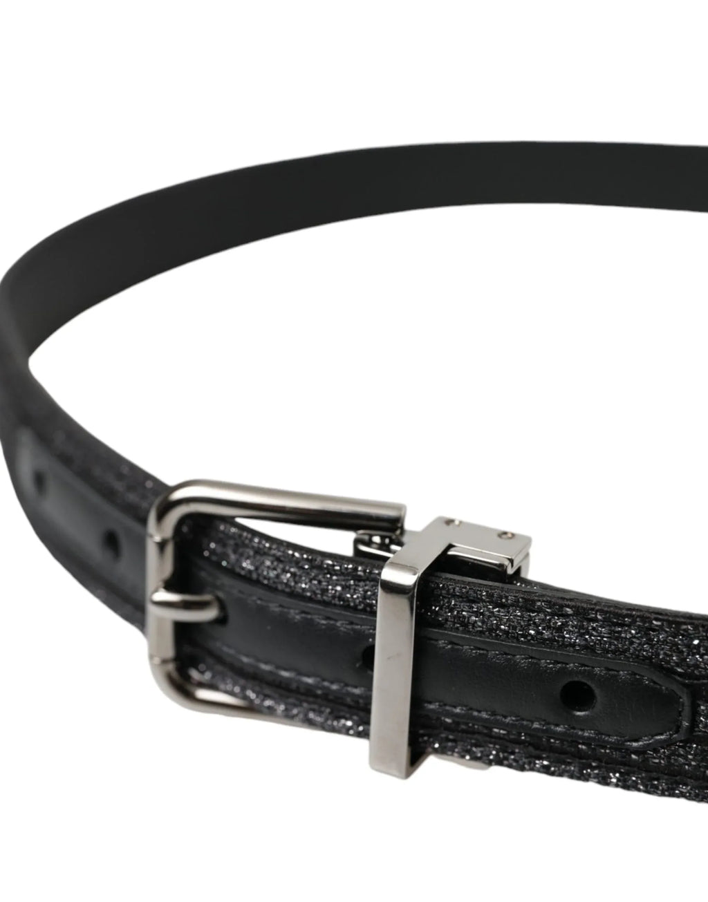 Dolce & Gabbana Black Jacquard Stripes Silver Metal Buckle Belt - Zeiniez