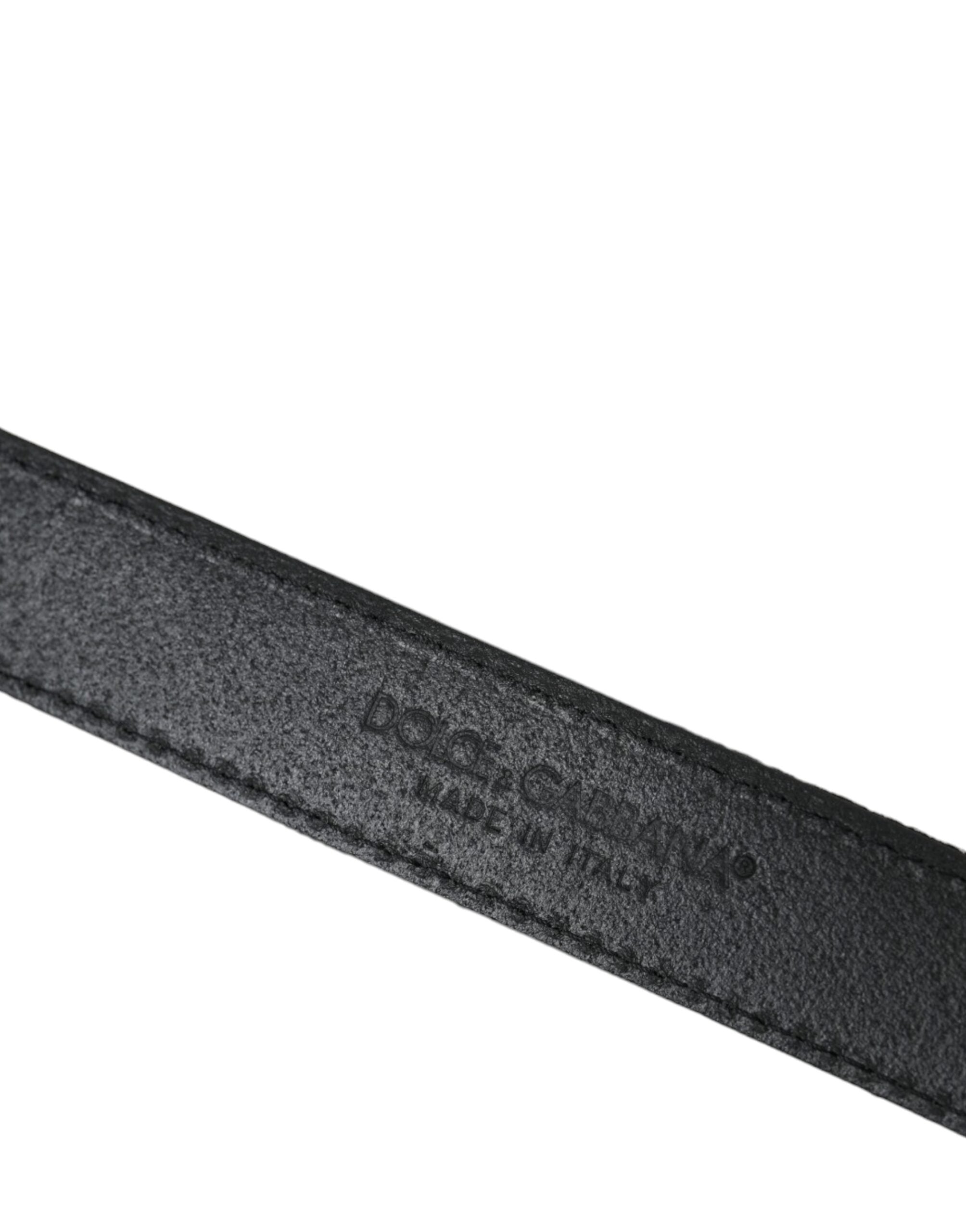 Dolce & Gabbana Black Jacquard Stripes Silver Metal Buckle Belt - Zeiniez