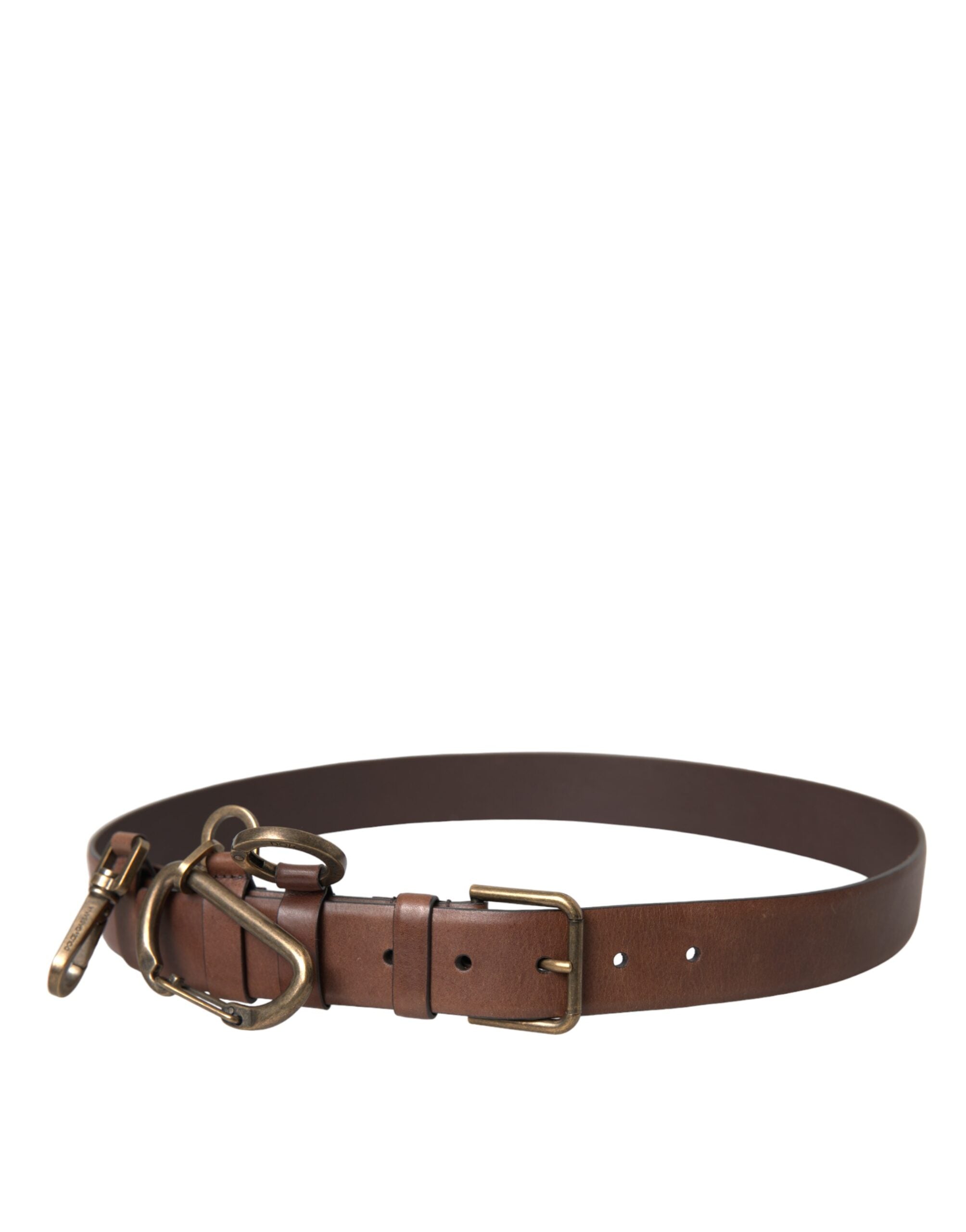 Dolce & Gabbana Brown Calf Leather Gold Metal Buckle Belt Men - Zeiniez