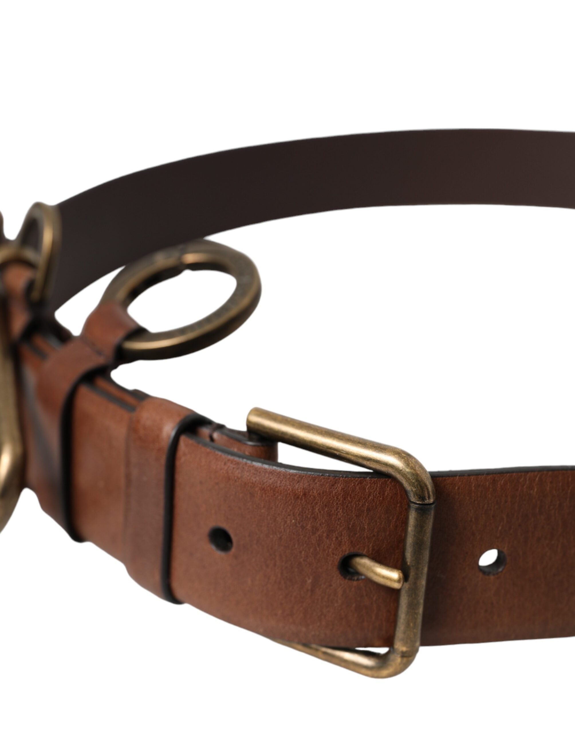 Dolce & Gabbana Brown Calf Leather Gold Metal Buckle Belt Men - Zeiniez