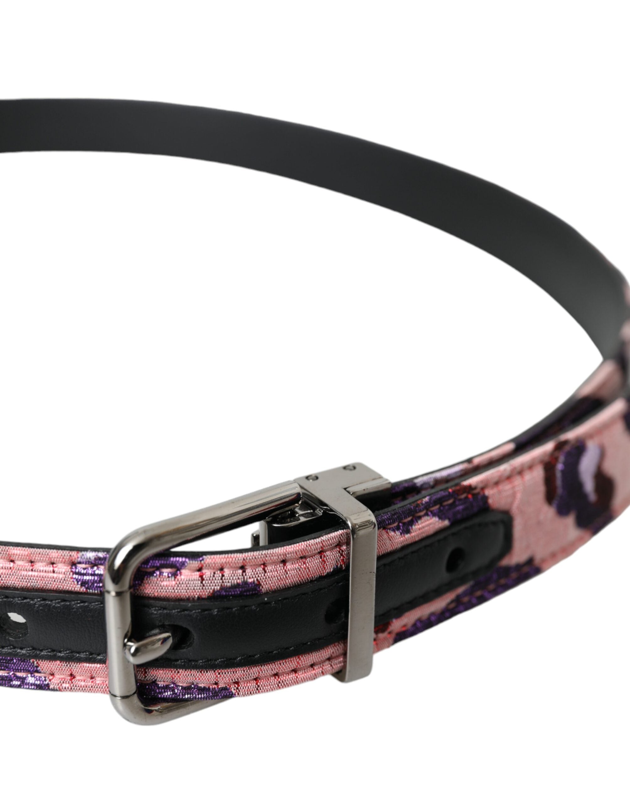Dolce & Gabbana Multicolor Jacquard Leather Metal Buckle Belt - Zeiniez