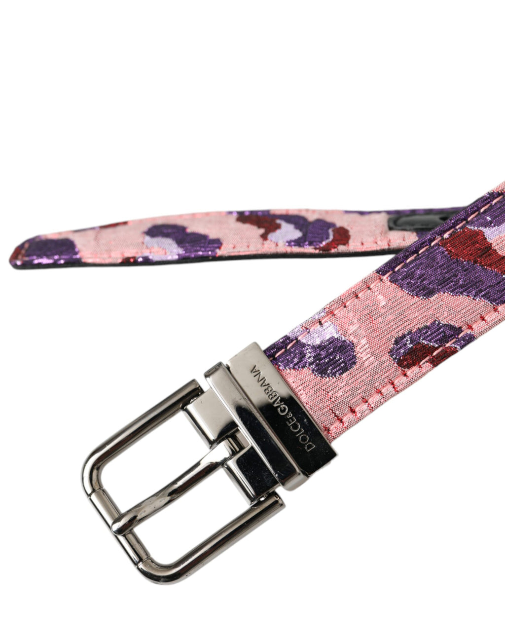 Dolce & Gabbana Multicolor Jacquard Leather Metal Buckle Belt - Zeiniez
