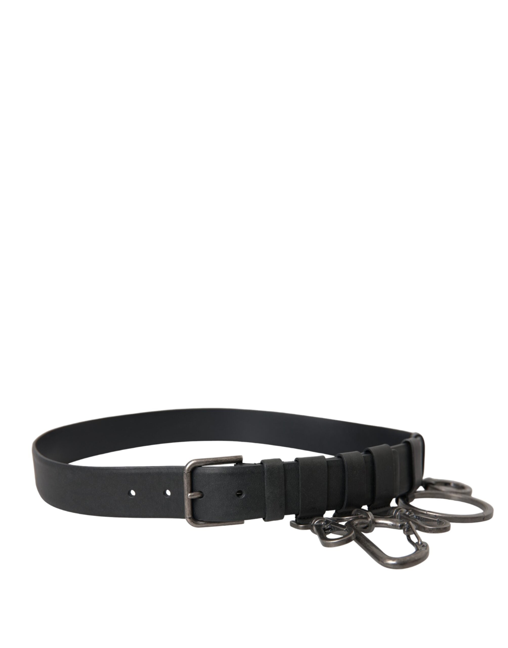 Dolce & Gabbana Black Calf Leather Silver Metal Buckle Belt - Zeiniez