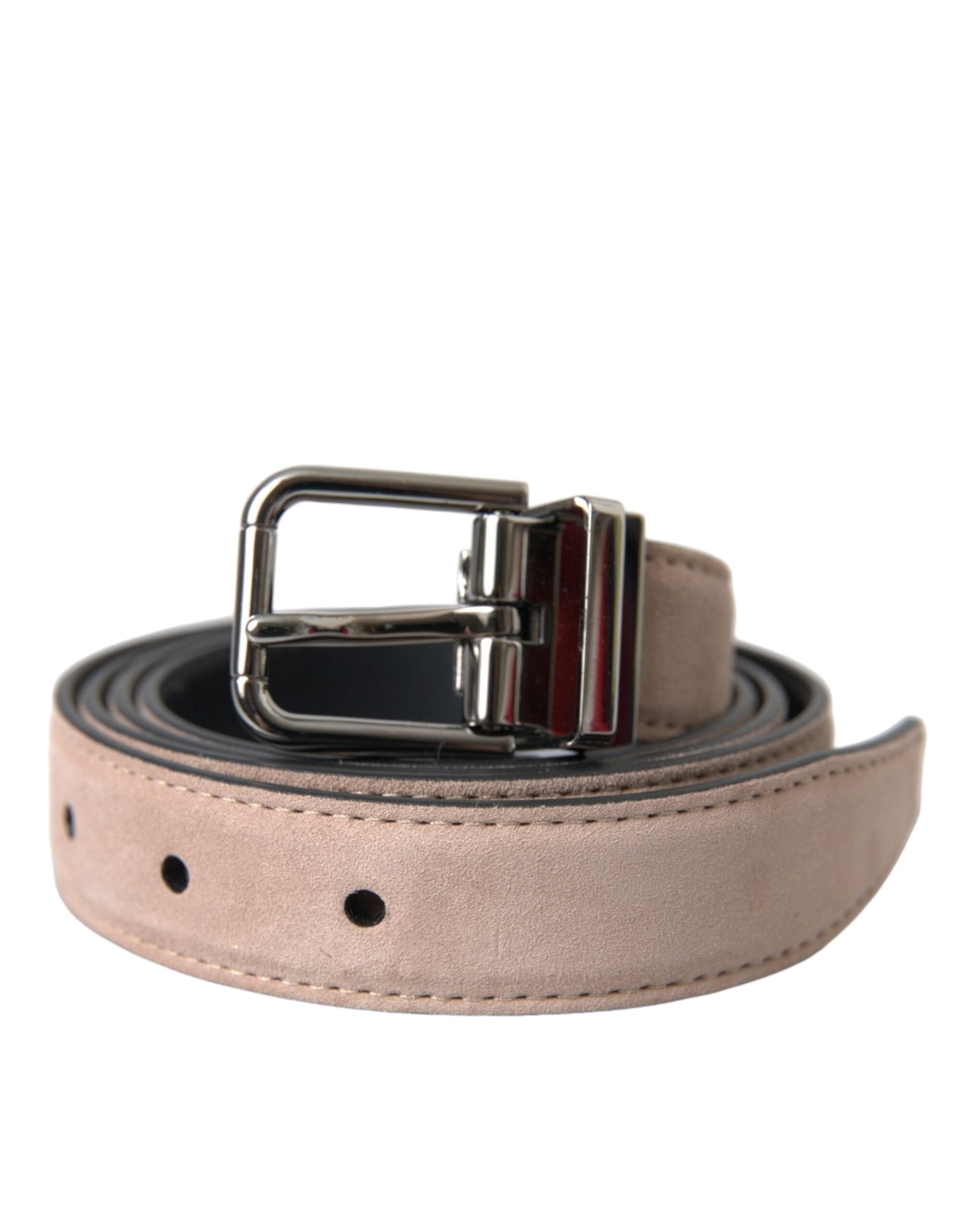 Dolce & Gabbana Beige Suede Leather Silver Buckle Belt Men - Zeiniez