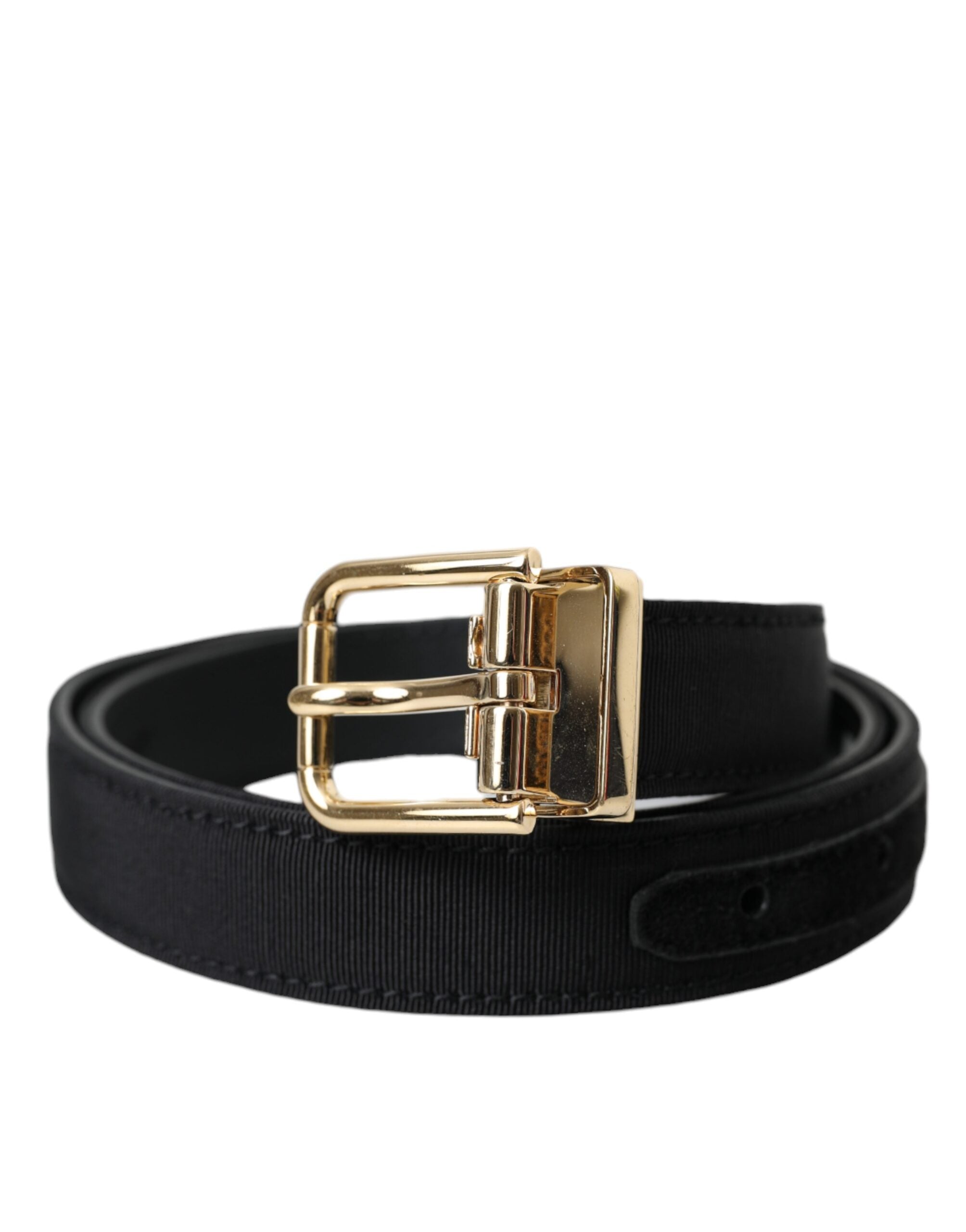 Dolce & Gabbana Black Gros Grain Gold Metal Buckle Belt Men - Zeiniez