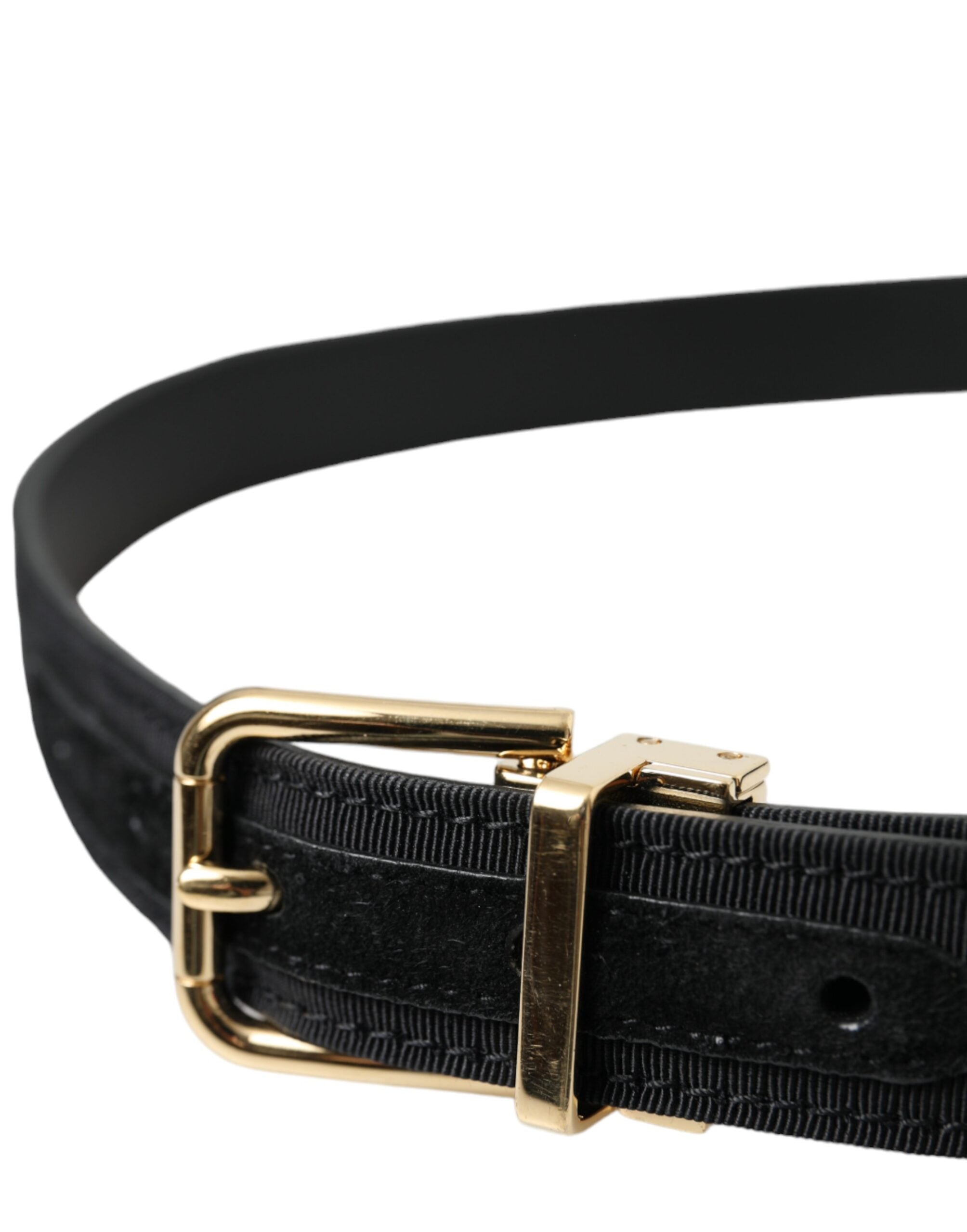 Dolce & Gabbana Black Gros Grain Gold Metal Buckle Belt Men - Zeiniez