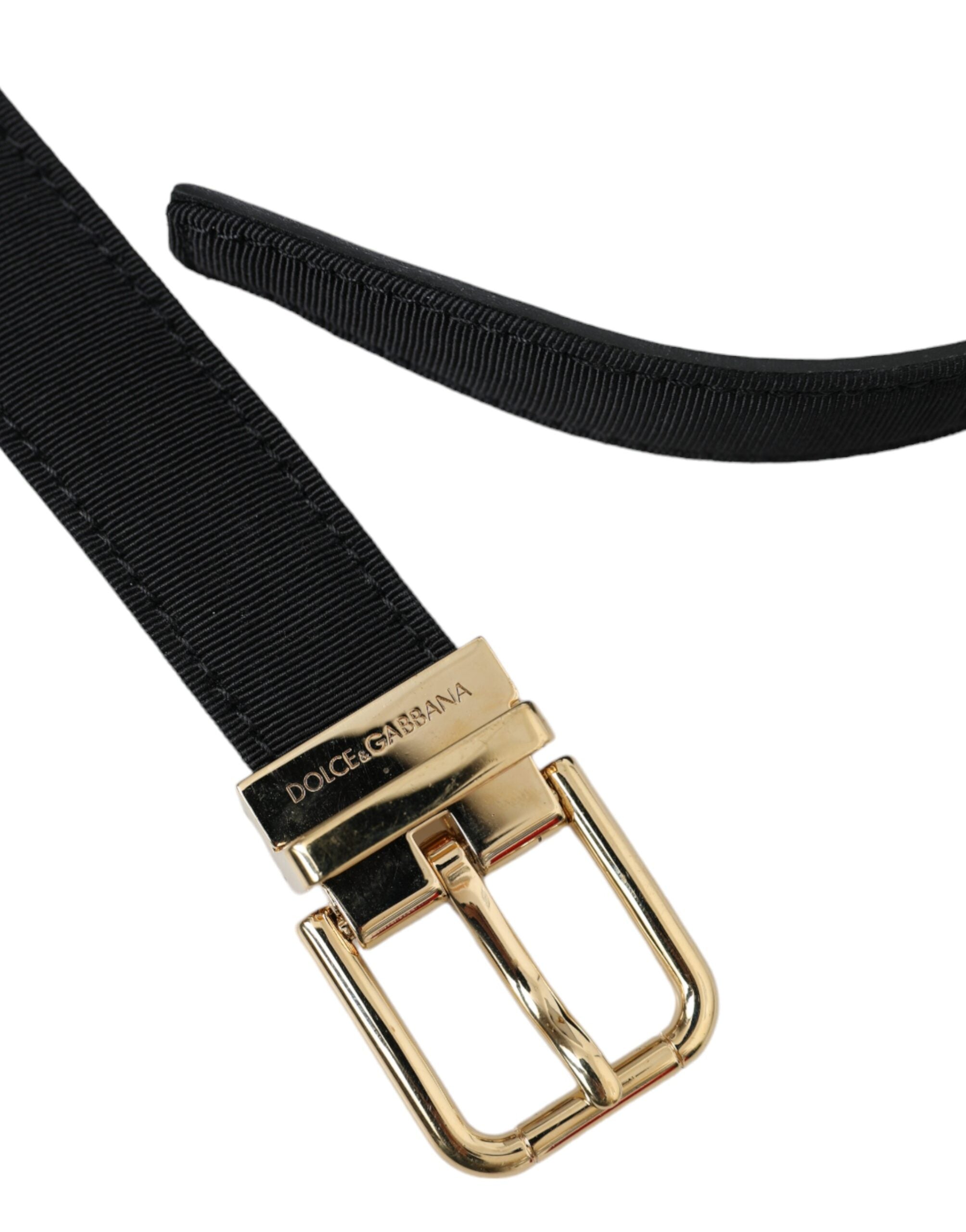 Dolce & Gabbana Black Gros Grain Gold Metal Buckle Belt Men - Zeiniez