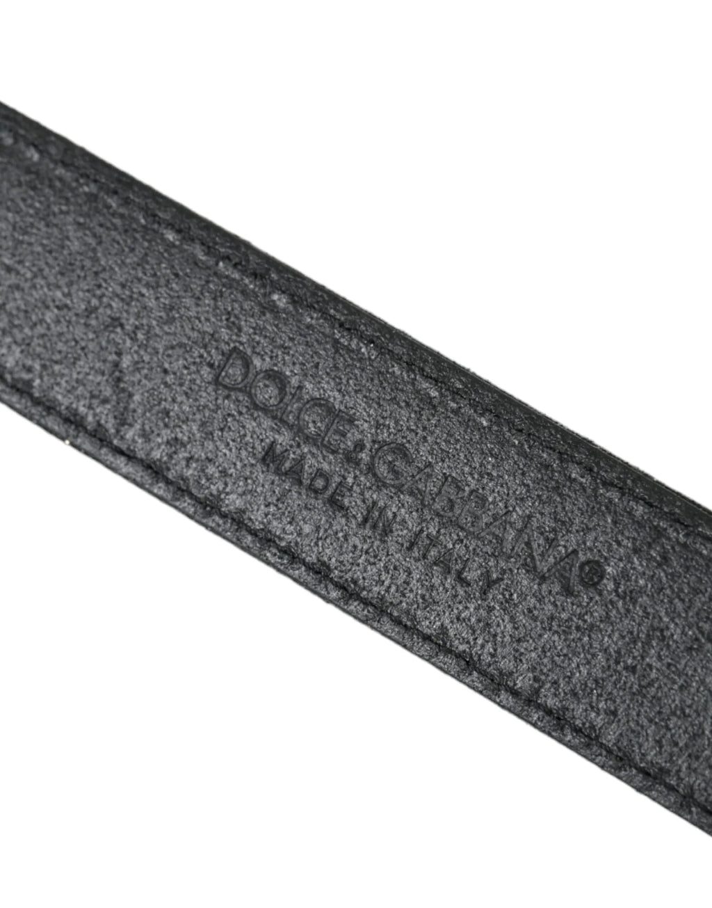 Dolce & Gabbana Black Glittered Leather Silver Buckle Belt - Zeiniez