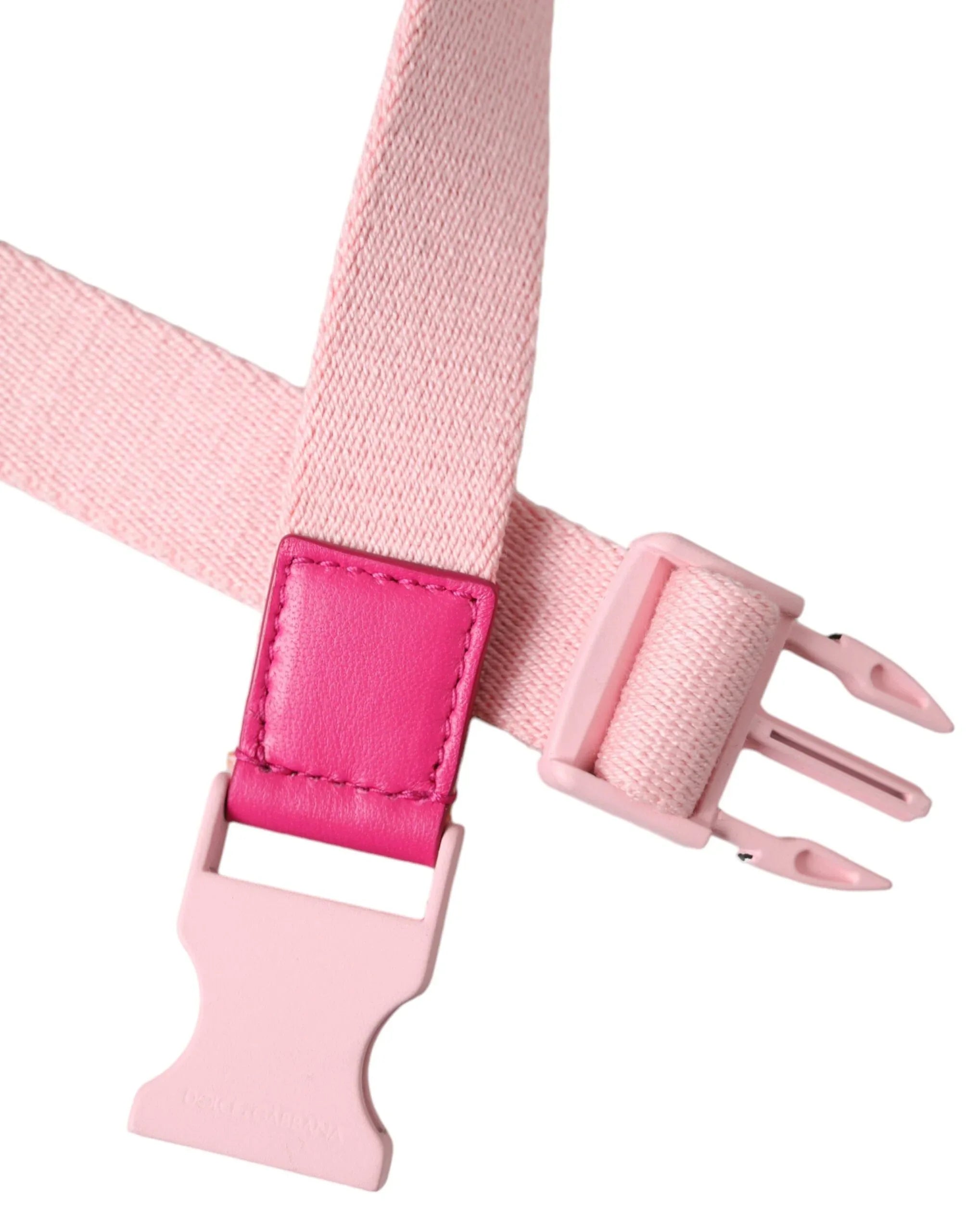 Dolce & Gabbana Pink Canvas Stretch Plastic Buckle Women Belt - Zeiniez