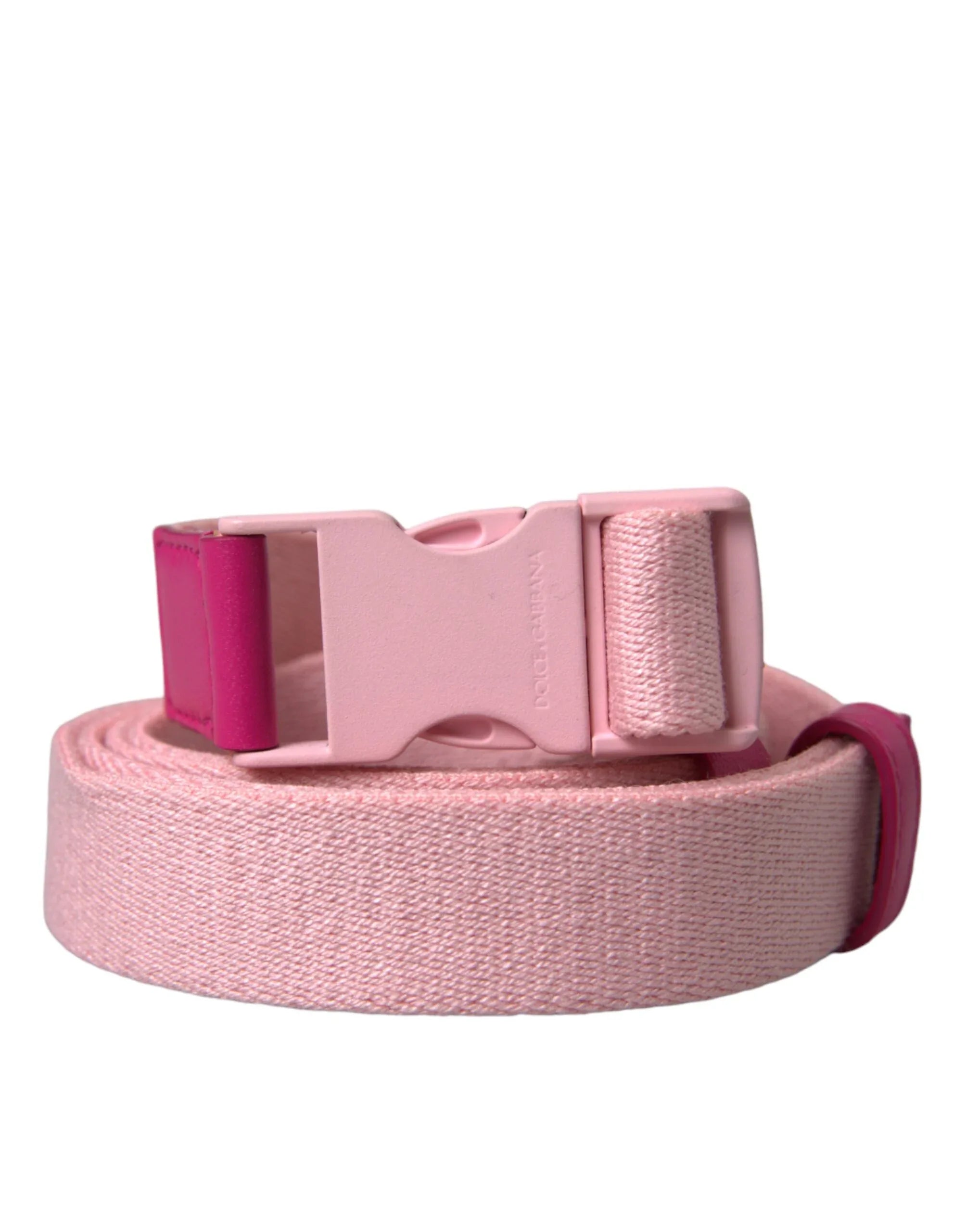 Dolce & Gabbana Pink Canvas Stretch Plastic Buckle Women Belt - Zeiniez