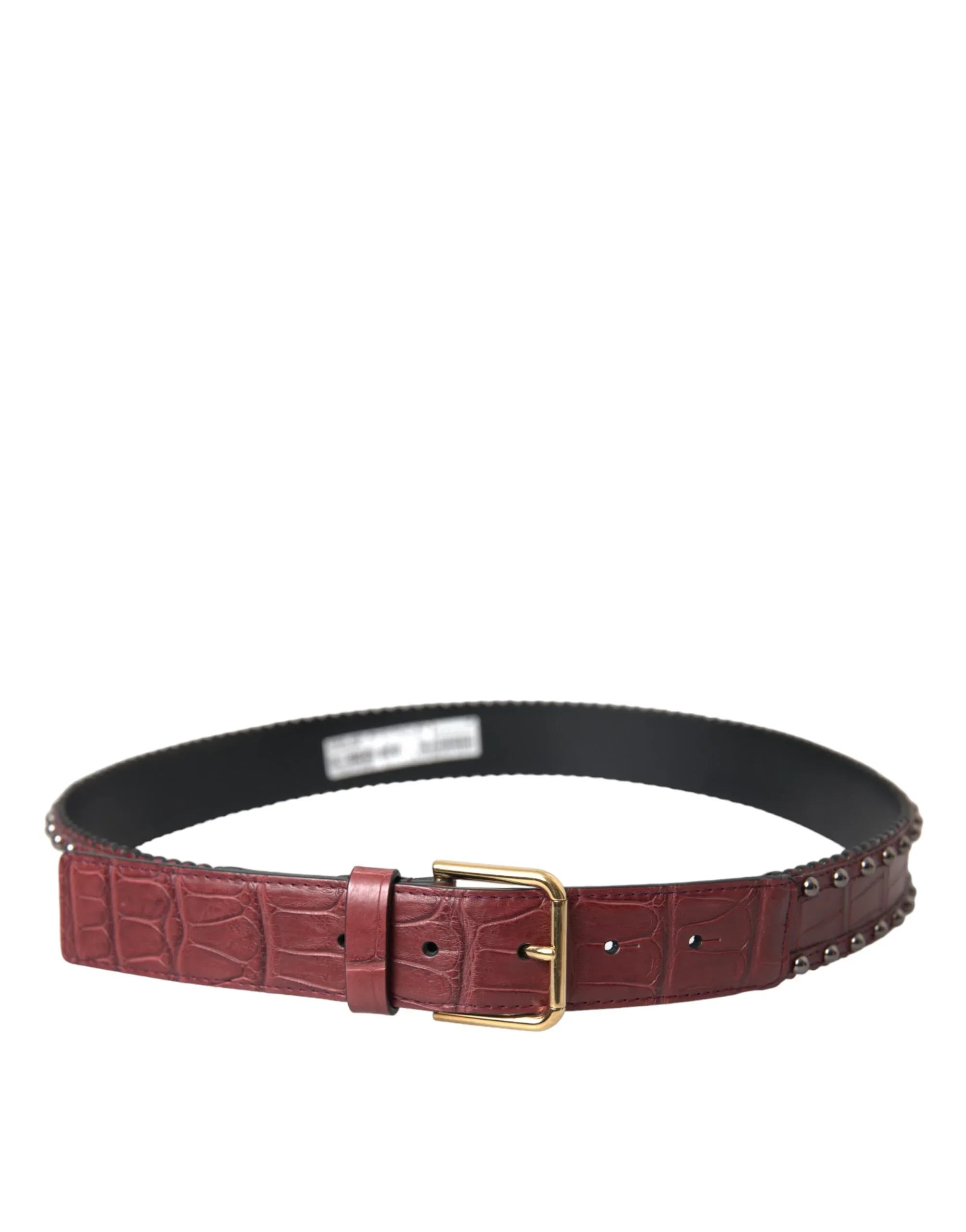 Dolce & Gabbana Brown Alligator Leather Studded Metal Buckle Belt - Zeiniez