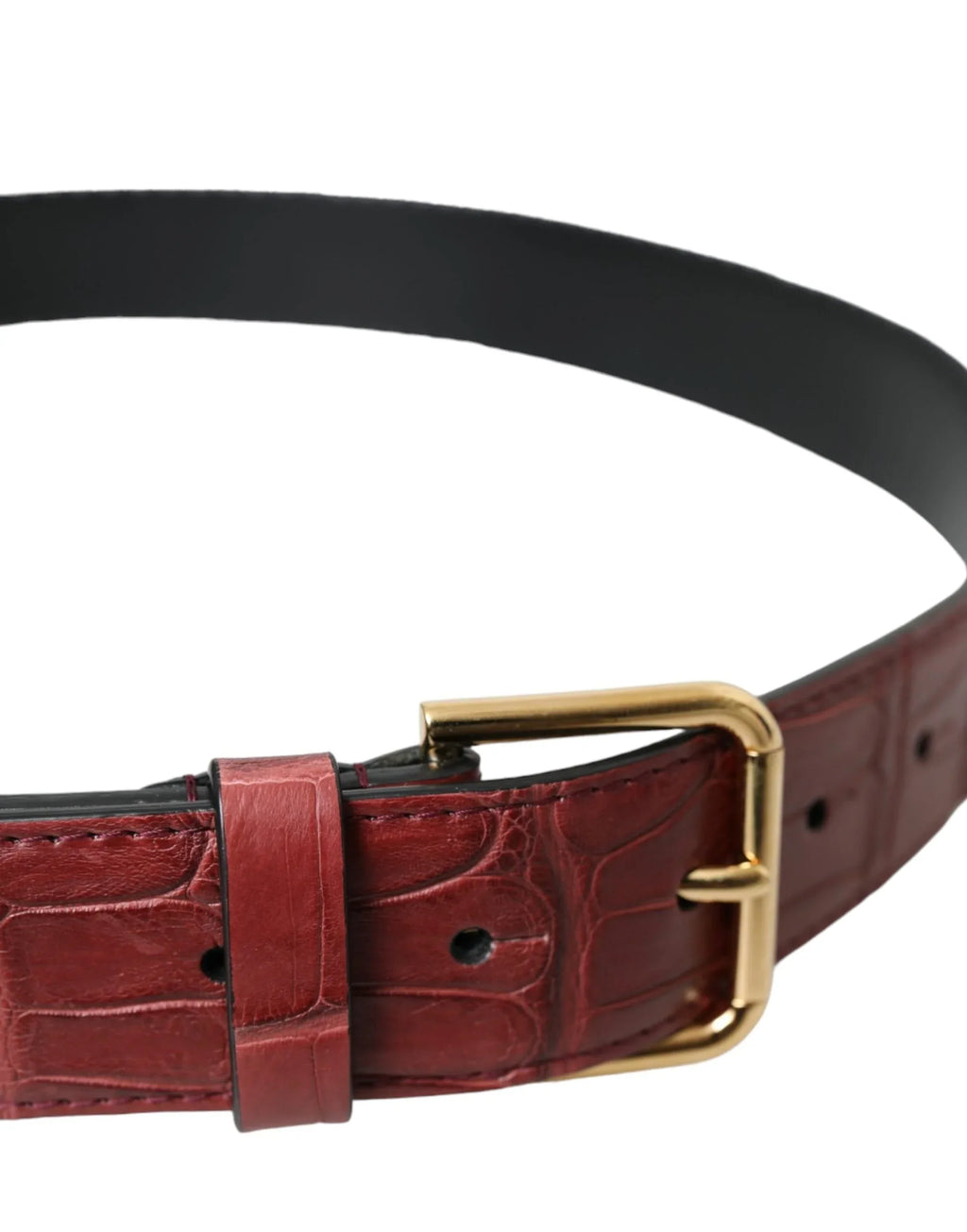 Dolce & Gabbana Brown Alligator Leather Studded Metal Buckle Belt - Zeiniez