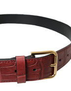 Dolce & Gabbana Brown Alligator Leather Studded Metal Buckle Belt - Zeiniez
