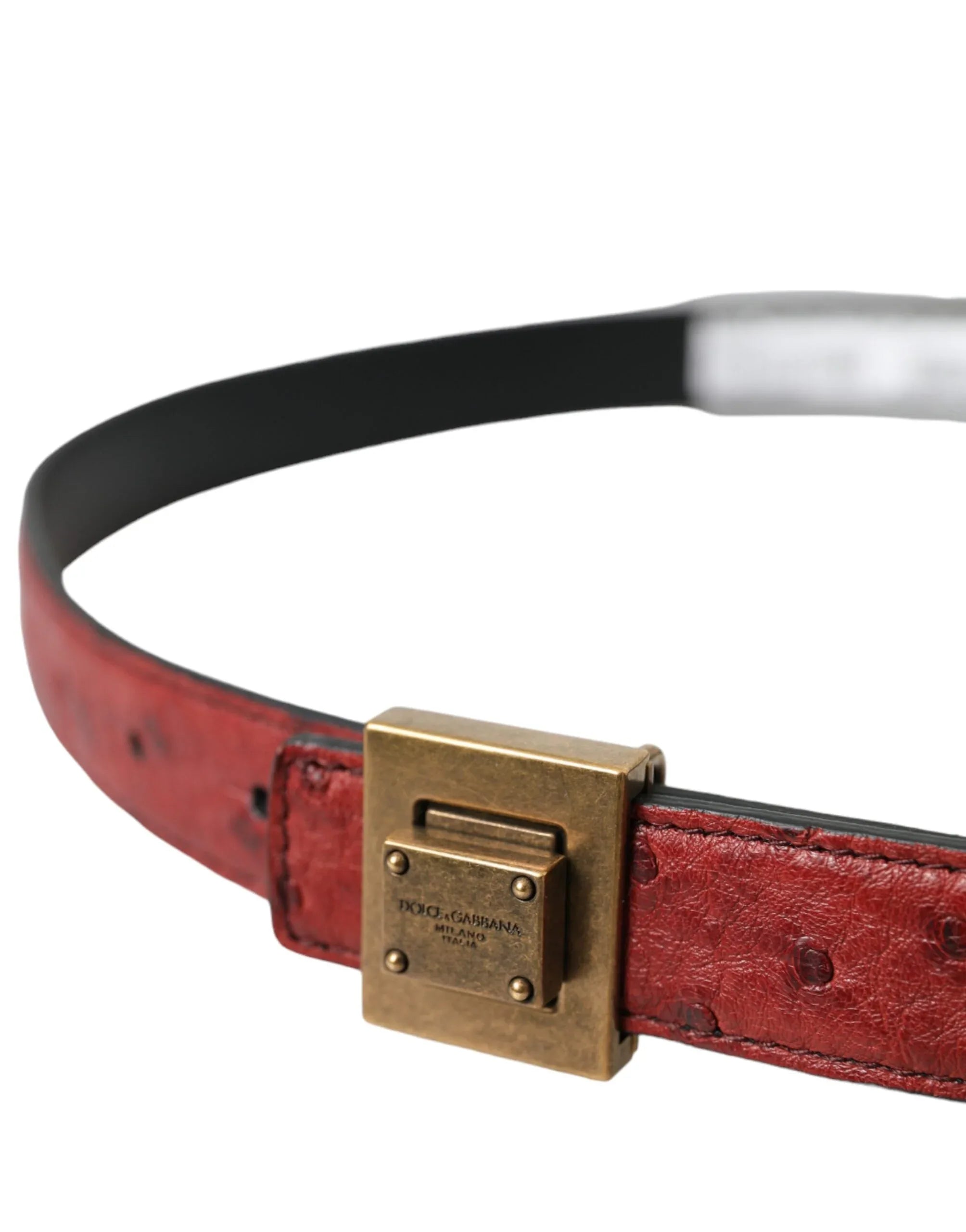 Dolce & Gabbana Brown Leather Square Metal Buckle Belt - Zeiniez