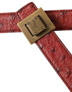 Dolce & Gabbana Brown Leather Square Metal Buckle Belt - Zeiniez