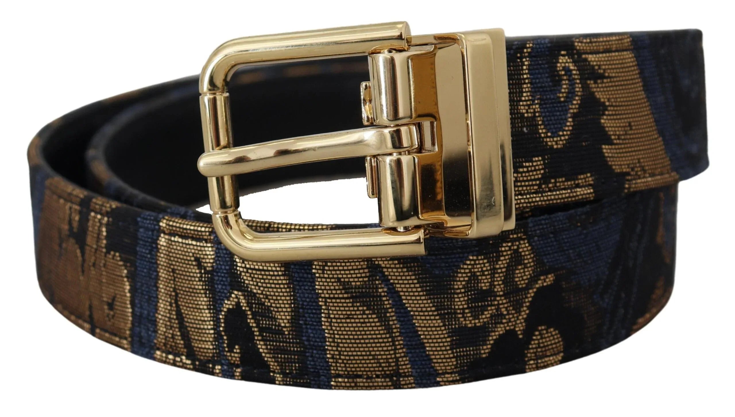 Dolce & Gabbana Multicolor Jacquard Leather Logo Buckle Belt - Zeiniez