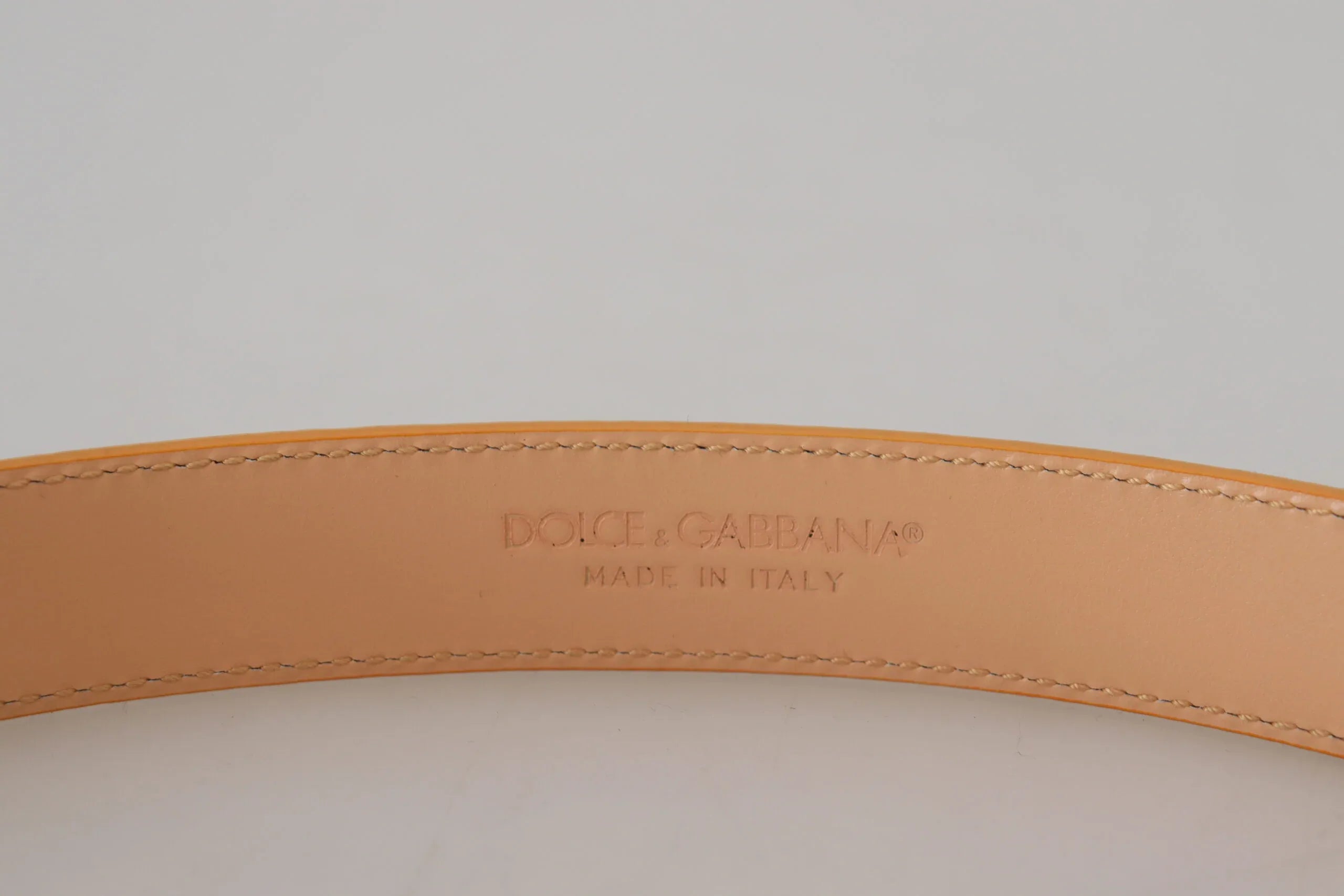 Dolce & Gabbana Beige Exotic Leather Gold Metal Buckle Belt - Zeiniez