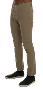 Daniele Alessandrini Beige Cotton Stretch Slim Fit Chinos - Zeiniez