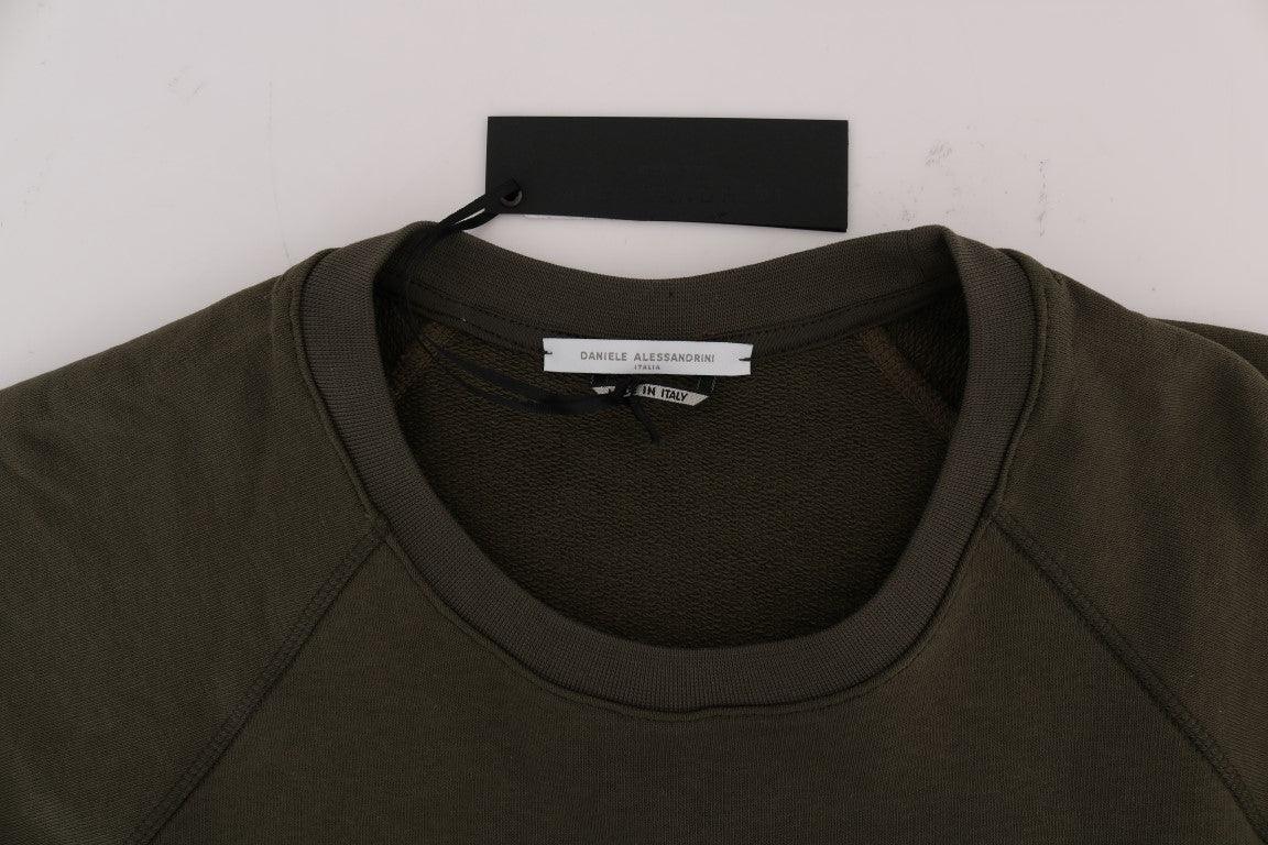 Daniele Alessandrini Green Crewneck Cotton Sweater - Zeiniez