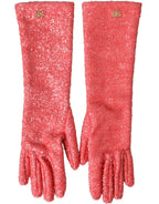 Dolce & Gabbana Pink Lurex Fantasia Mid Arm Length Gloves - Zeiniez