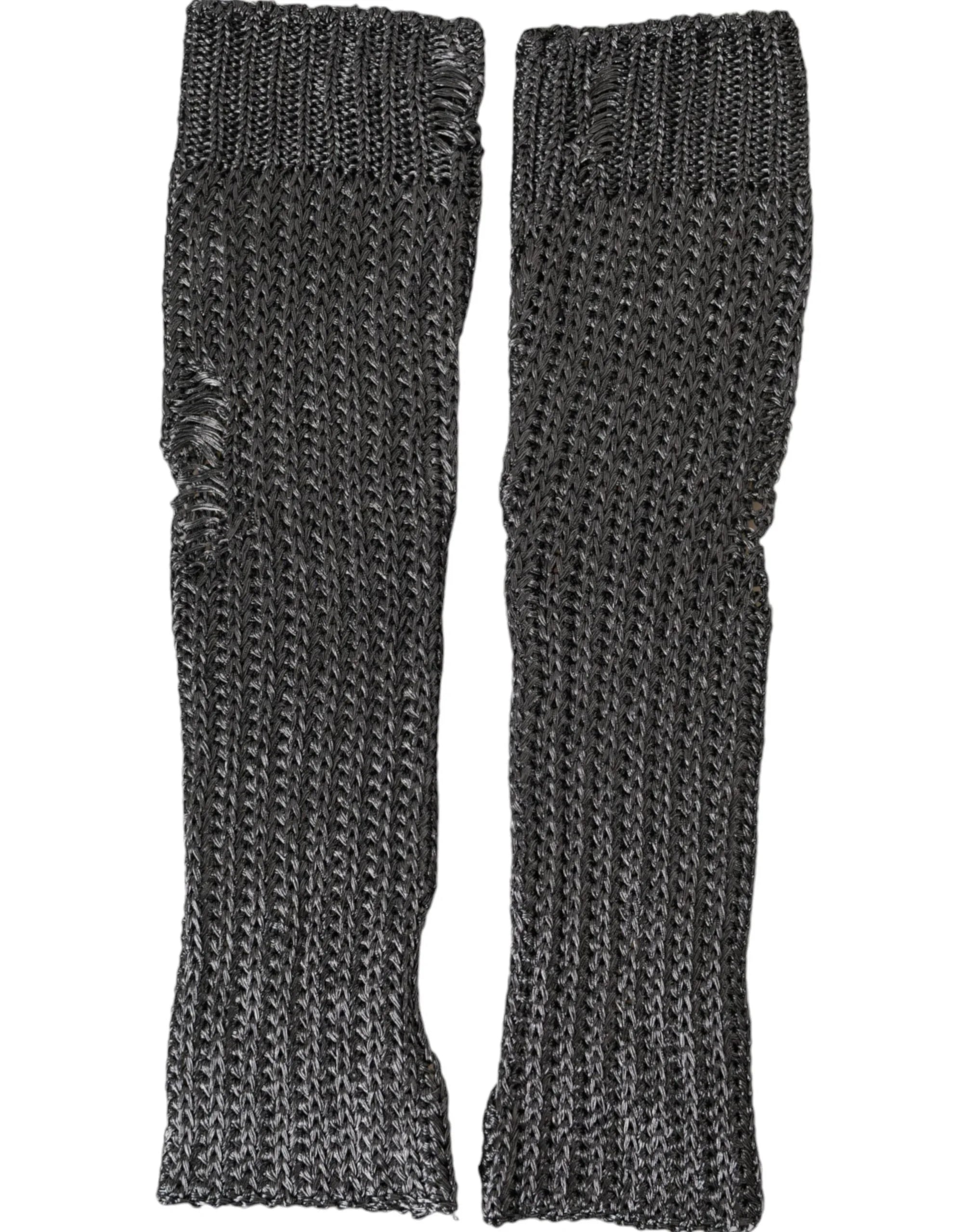 Dolce & Gabbana Gray Viscose Knitted Finger Less Gloves - Zeiniez