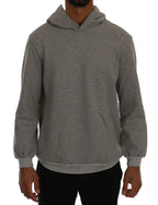 Daniele Alessandrini Gray Pullover Hodded Cotton Sweater - Zeiniez