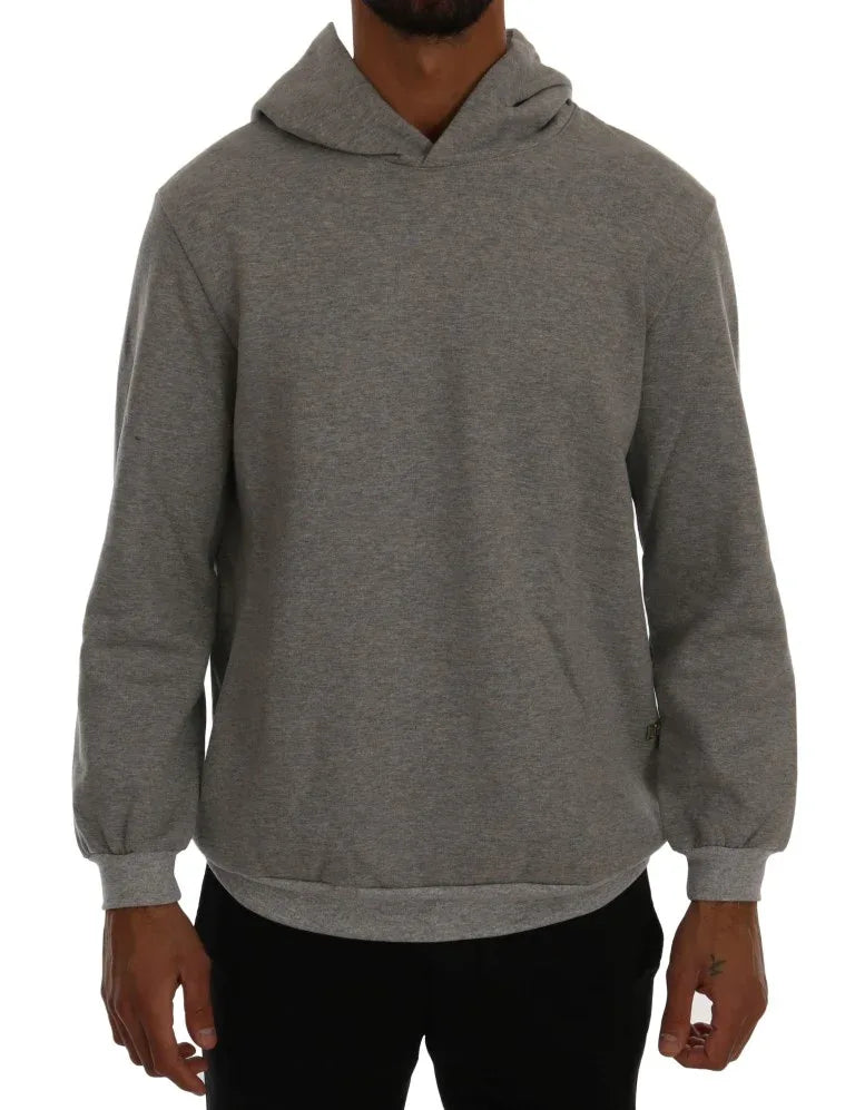 Daniele Alessandrini Gray Pullover Hodded Cotton Sweater - Zeiniez