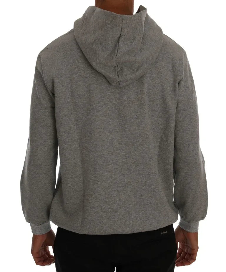Daniele Alessandrini Gray Pullover Hodded Cotton Sweater - Zeiniez