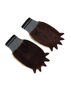 Dolce & Gabbana Beige Acrylic Knitted Fur Wrist Mitten Gloves - Zeiniez