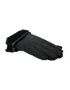 Dolce & Gabbana Black Leather Fur Short Hands Gloves - Zeiniez